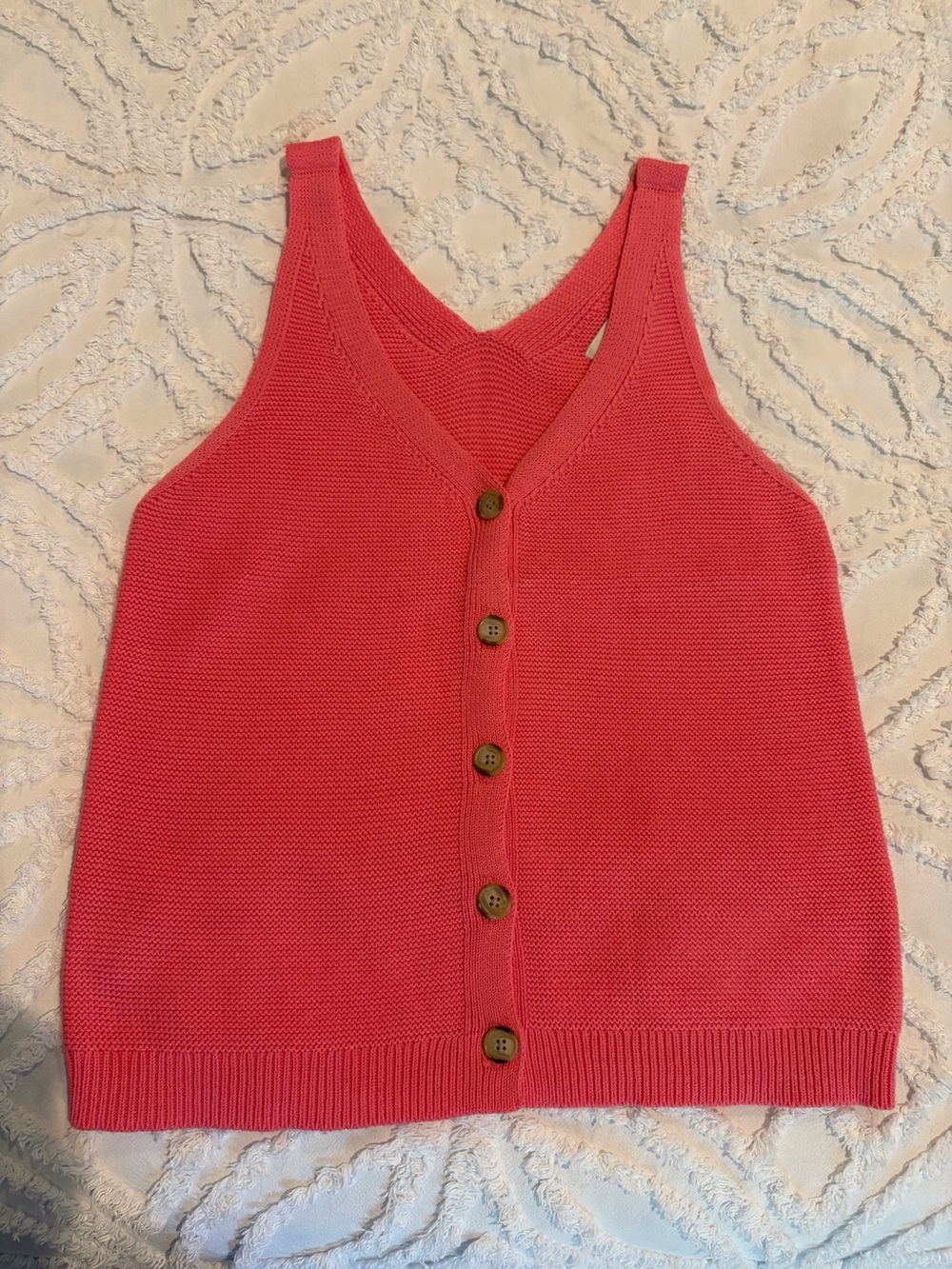 LOFT Coral Knit Button Tank